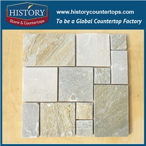 China History Stone Factory Outlets Different Color Rectangle and Square Joint Pattern Nature Slate Mosaic, Wall Covering, Floor Covering