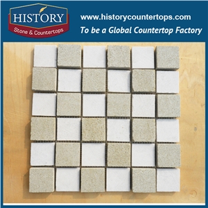China History Stone Factory Outlets Natural Slate Interior Walling, Flooring Stone Classic Mosaic Pattern in Yellow Beige Color