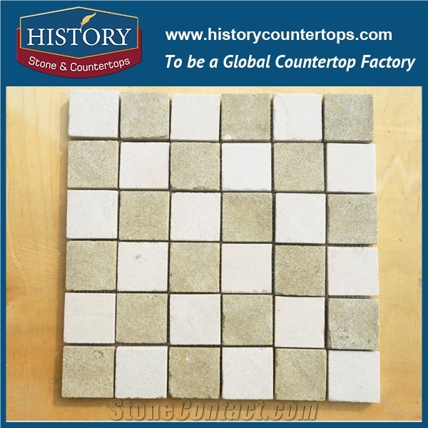 China History Stone Factory Outlets Natural Slate Interior Walling, Flooring Stone Classic Mosaic Pattern in Yellow Beige Color