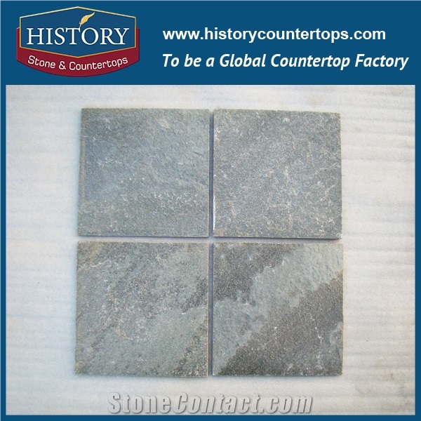 China History Stone Floor Tiles for Bathrooms, Decorative Interior and Exterior Villa Wall Cladding, Grey Slate Tiles Stone in Square Patterns
