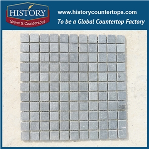 China History Stone Light Green Square and Rectangle Joint Pattern Slate Stone Mosaic Wall Covering, Floor Paving