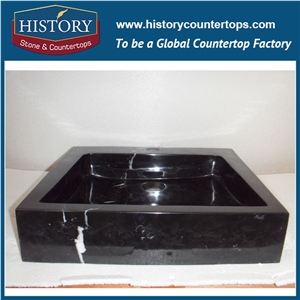 China Hot Selling Cheap Factory Direct Sale Price Hotel Project &Home Bathroom Used Luxury Beautiful Natrual Nero Margiua Black Marble Bathroom Vanity Top Sink