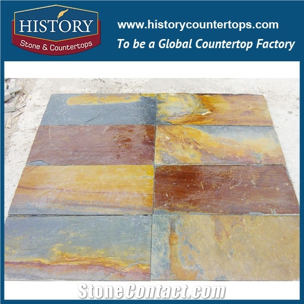 China Natural Split Grey Yellow Red Slate Crazy-Paving Outdoor Flooring, Wall Cladding Tiles, Road Paving