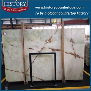 China Popular Wholesale Translucent Natural Stone Polished Onyx Tiles Cut-To-Size Slab for Hotel Lobby Decoration, Wall Covering.Floor Panel, Coffee Bar. Vanity Tops