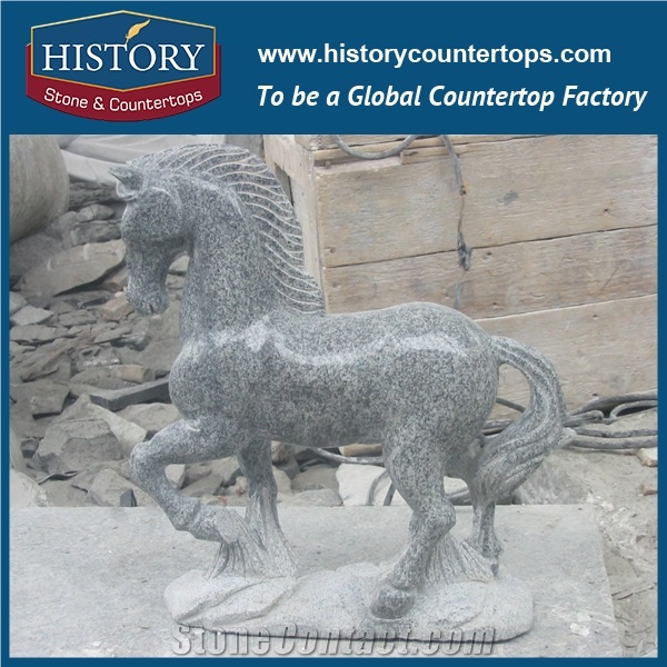 China Sale New Design Grey Granite Hand-Carved Exquisite Door Way Running Horses Life Size Garden Stone Sculptures Arts Animal Sculptures