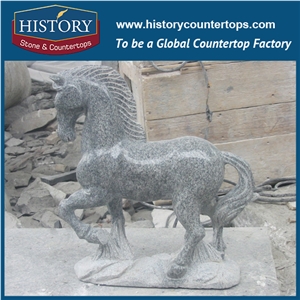 China Sale New Design Grey Granite Hand-Carved Exquisite Door Way Running Horses Life Size Garden Stone Sculptures Arts Animal Sculptures