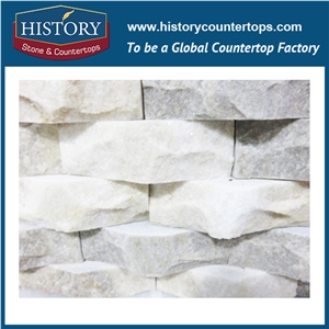 China Snow White Stacked Quartzite Wall Decoration Regular Pattern Culture Stone, Wall Cladding Wide Culture Stone