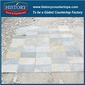 China Yellow Grey Beige Color Joint Square Slate Exterior Wall Cladding Tiles Outdoor Floor Tiles Car Parking