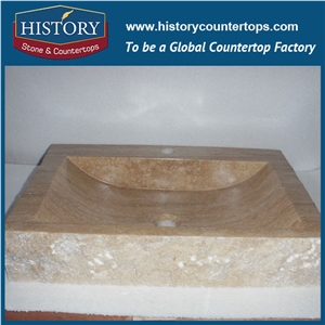 Chinese High Reputaion Factory Supplier Beige Travertine Stone Sink, Rectangle Basins with Different Colors for Outdoor and Indoor Decoration