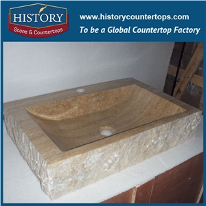 Chinese High Reputaion Factory Supplier Beige Travertine Stone Sink, Rectangle Basins with Different Colors for Outdoor and Indoor Decoration