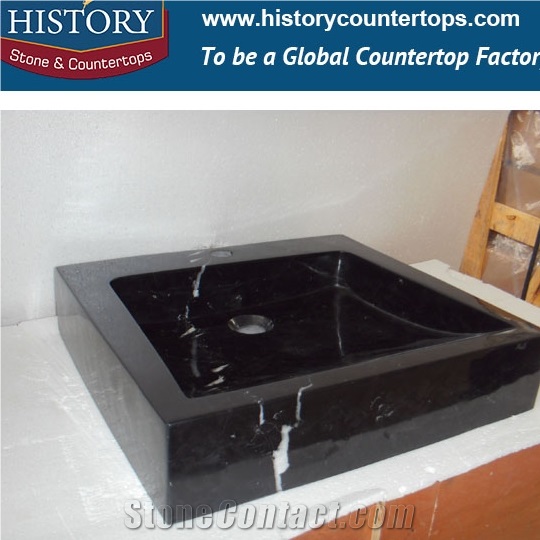 Chinese High Reputation Supplier Expoted Modern Nero Margiua Marble Custom Size Bathroom Rectangle Handwash Sink for Indoor Decoration