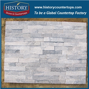 Chinese History Stone Natural Grey Stacked Quartzite Building Cultured Stone for Interlocking Exposed Feature Wall Cladding, Decorative Walling Panels and Veneers