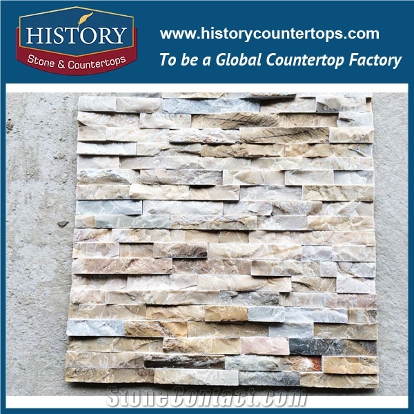 Cut-To-Size Irregular Surface Internal and External Wall Decoration Covering Manufactured Rustic Multi-Patterns Strip Quartzite Culture Stone