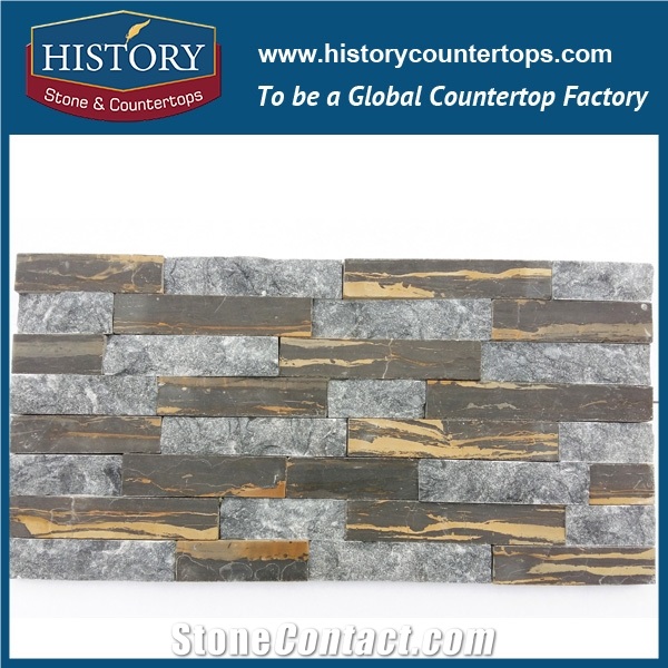 Cut-To-Size Multicolor Stacked Irregular Surface Waterproof Internal and External Wall Covering Slate Culture Stone
