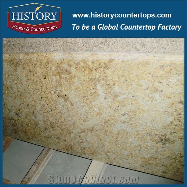 Factory Direct Good Price India Polished Colonial Gold/River Gold/River Yellow Granite Slabs & Tiles & Cut-To-Size for Floor Covering and Wall Cladding