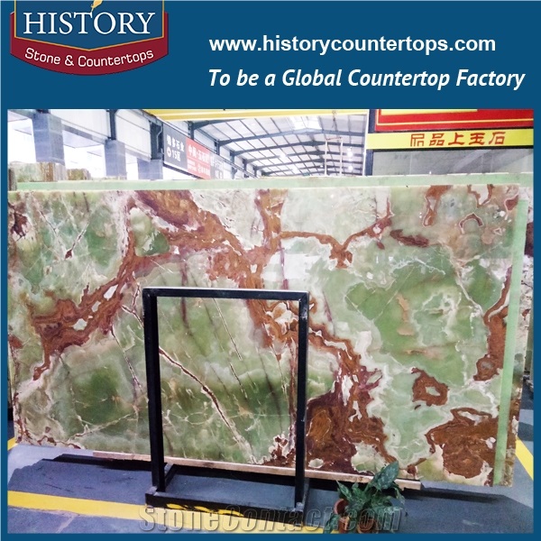 Factory Direct Selling Free Sample New Product 2017 Best Selling Countertops Table Tops in High-Class Restaurant Abstract High Polished Natural Onyx Slabs