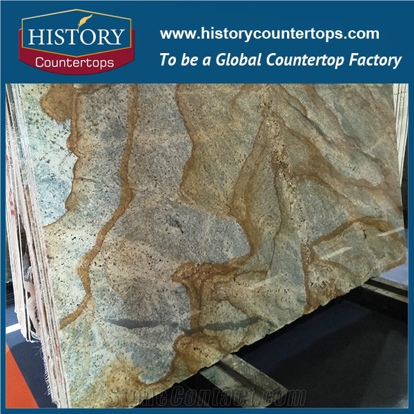 History Imported Brazil Juparana Wave Granite Slabs Honed Surface Flooring Tiles / Wall Covering Cladding/ Kitchen Countertops / Bathroom Vanity Top Polished for Residences Projects Building Material