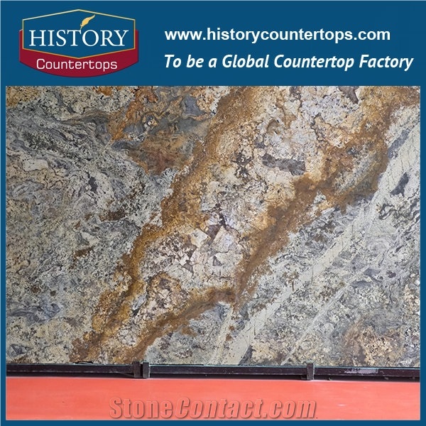 History Imported Brazil Juparana Wave Granite Slabs Honed Surface Flooring Tiles / Wall Covering Cladding/ Kitchen Countertops / Bathroom Vanity Top Polished for Residences Projects Building Material