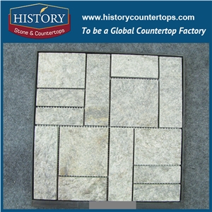 History Stone 300x300mm Foshan Manufacturer Woven Pattern Slate Stone Mosaic for Floor Paving, Decorative Wall Cladding