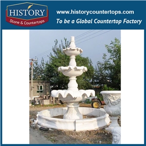 History Stone Attractive and Durable Fountain, Yellow Granite New Designs Carved Floral Base Fountain with Holding Jar Standing Woman for Park Decoration, Decorative Exterior Stone Fountain