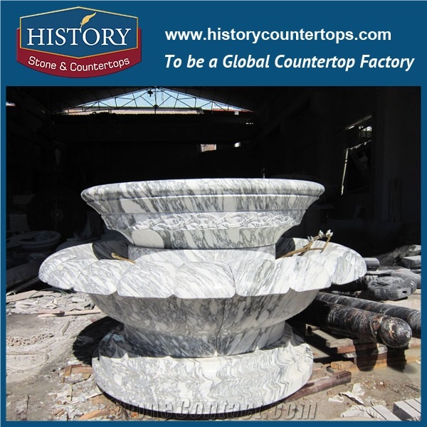 History Stone Attractive Fountain by Xiamen Factory, Natural Grey Granite Handmade Simple Design Small Size Jar-Like Fountain with Nozzle, Decorative Granite Stone Fountain