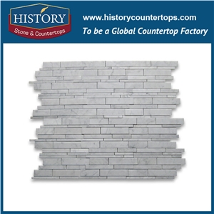 History Stone Beautiful Design Made in China, Natural Honed Bianco Carrara White Marble Natural Stone Grand Brick Linear Pattern Mosaic Tile for Kitchen Backsplash and Tv Background Wall