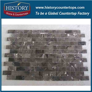 History Stone Beautiful Design Reasonable Price Quanzhou Factory, Dark Emperador Linear Strips Pattern Mosaic Tiles for Kitchen Floor, Tv Background Wall Cladding, Home Decorative Marble Mosaic