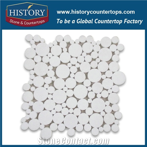 History Stone Best Clearance Quanzhou Supplier, Pretty Polished Spain Cream Marfil Bubble Round Beige Marble Flooring Mosaic Tile for Bathroom, Kitchen, Pool, Subway and Fireplace Decoration