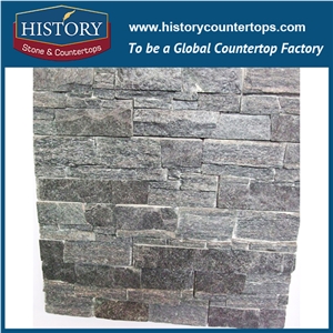 History Stone Black Quartzite Decorative Wall Panels, Natural Split Irregular Surface Thin Stone Veneers, Wall Covering Wellest Shining Culture Stone