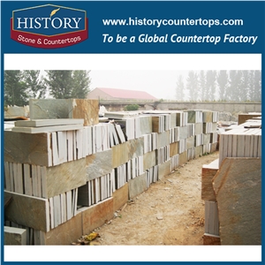 History Stone Brown Color 30x30 Stacked Wall Tiles, Floor Tiles, Road Paving Wood Look Slate Stone in China