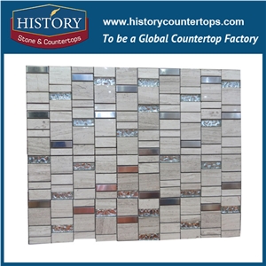 History Stone Certificated Shandong Manufacturer, Reasonable Price Honed Emperador and White Marble Arabesque Mosaic for Balcony, Corridor, Fireplace Decoration, Decorative Flooring Mosaic Tile