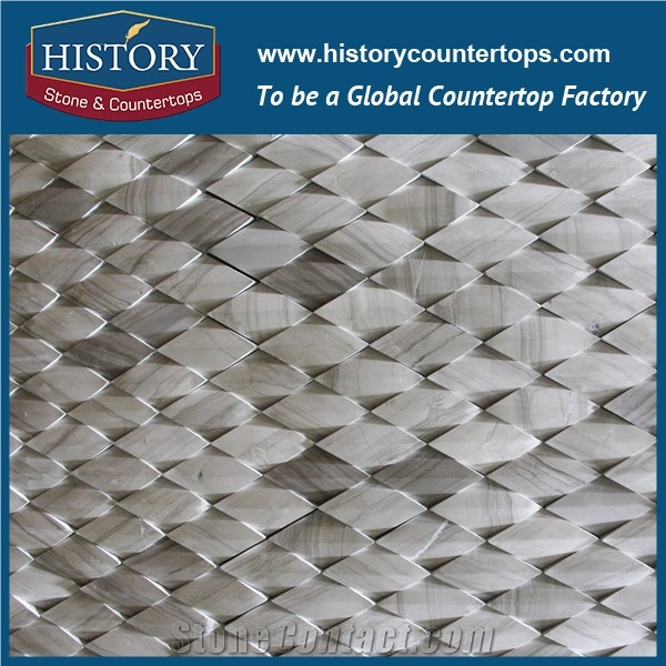 History Stone Certificated Shandong Supplier Competitive Price, Natural White and Grey Wood Vein Basket Weave Mosaic for Interior and Outdoor Decoration, Decorative Floor & Wall Marble Mosaic Tile