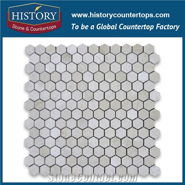 History Stone Certificated Shandong Supplier Competitive Price, Wholesale White and Black Nero Margiua Marble Hexagon Pattern Mosaic Floor Tiles for Interior Decoration, Flooring & Wall Mosaic