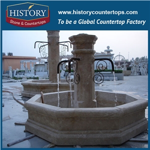 History Stone Cheap Fountain by Excellent Producer in Quanzhou, Natural Grey Granite Luxury Design Water Garden Fountain with Hand Carved Statues and Cranes, Sculptured Stone Fountain