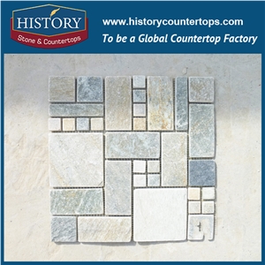 History Stone China Dark Grey Rectangle Pattern Slate Wall Covering, Interior and Exterior Flooring Art Mosaic Patterns
