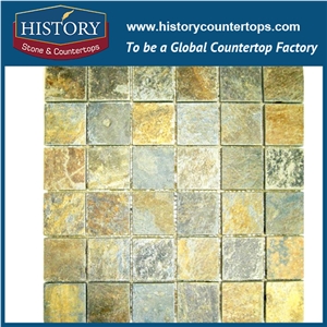 History Stone China Dark Grey Rectangle Pattern Slate Wall Covering, Interior and Exterior Flooring Art Mosaic Patterns