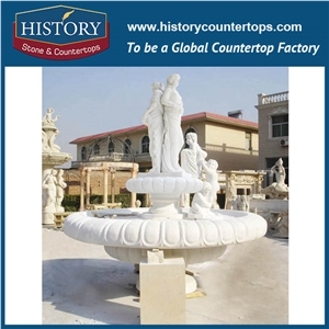 History Stone China Fujian Professional Manufacture, White Marble Large Floral Base Garden Water Fountain with Exquisite Carved Human Statues, Decorative Sculptured Water Fountain