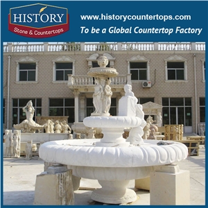 History Stone China Fujian Professional Manufacture, White Marble Large Floral Base Garden Water Fountain with Exquisite Carved Human Statues, Decorative Sculptured Water Fountain