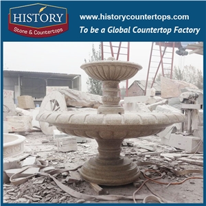 History Stone China Huian Factory Carved Fountain, High Quality Polished White Marble One Tier Fountain with Exquisite Sculptured Cherubs, Natural Stone Water Fountain