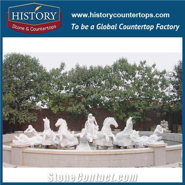 History Stone China Huian Factory Carved Fountain, High Quality Polished White Marble One Tier Fountain with Exquisite Sculptured Cherubs, Natural Stone Water Fountain