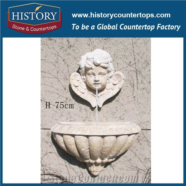 History Stone China Huian Factory Carved Fountain, Quality Guaranteed Plished Yellow Granite Fountain with Exquisite Sculptured China Style Lotus Flowers, Natural Stone Water Fountain