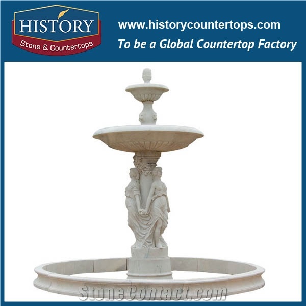 History Stone China Huian Factory Carved Fountain, Quality Guaranteed Plished Yellow Granite Fountain with Exquisite Sculptured China Style Lotus Flowers, Natural Stone Water Fountain