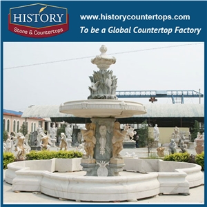 History Stone China Huian Famous Factory Carved Fountain, High Quality Low Price Polished White Marble Mixed Colors Carved Woman Fountain for Outdoor Decoration, Natural Stone Water Fountain