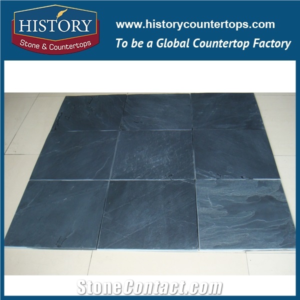 History Stone China Multi-Size Half Bull Nose Black Slate Tiles for Building Cladding, Rode Paver, Wall Covering