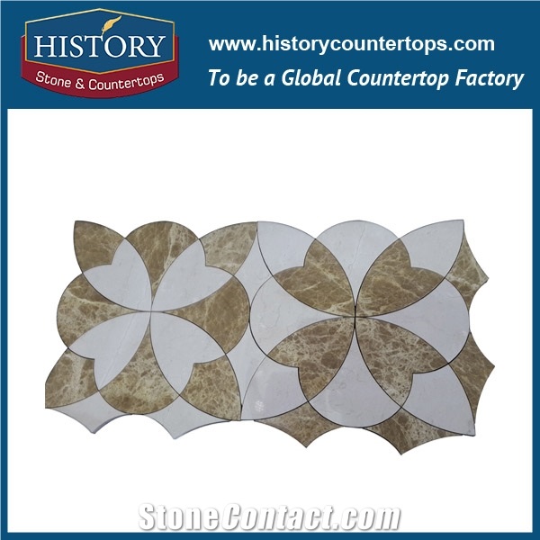 History Stone China Shuitou Manufacturer Finely Processed Bianco Carrara Marble Flower Shaped Mosaic Tile with Low Price for Balcony, Corridor, Fireplace Decoration, Decorative Mosaic Tile