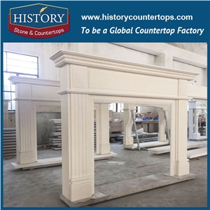 History Stone Chinese Competitive Price Wholesale Products in Stock, High Quality Sale Modern Style Luxury Design Beige Marble Fireplace Surround with Carved Leaves and Flowers, Mantel & Handcrafts
