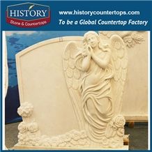 History Stone Chinese Competitive Price Wholesale Products in Stock, High Quality White Marble Beautiful Angel Sleeping among Flowers Statue for Decorations, Human Sculptures Handcrafts