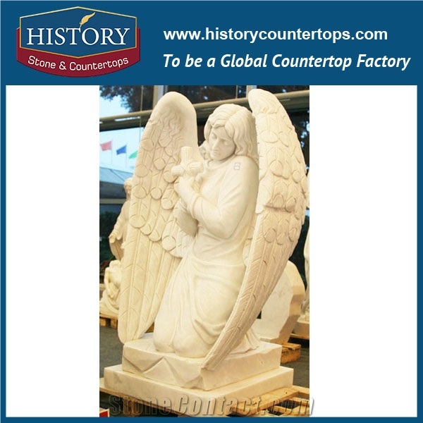 History Stone Chinese Competitive Price Wholesale Products in Stock, High Quality White Marble Hand Carved Long Hair Angel Leaning on the Heart Statue for Decorations, Human Sculptures Handcrafts