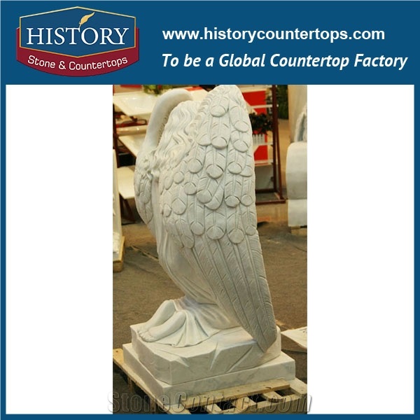 History Stone Chinese Competitive Price Wholesale Products in Stock, High Quality White Marble Hand Carved Long Hair Angel Leaning on the Heart Statue for Decorations, Human Sculptures Handcrafts