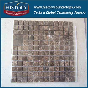 History Stone Chinese Famous Brand Quanzhou Supplier Perfect Products, Dark Emperador Square Home Decoration Non-Slip Mosaic Tiles, Wall and Flooring Brown Marble Mosaic